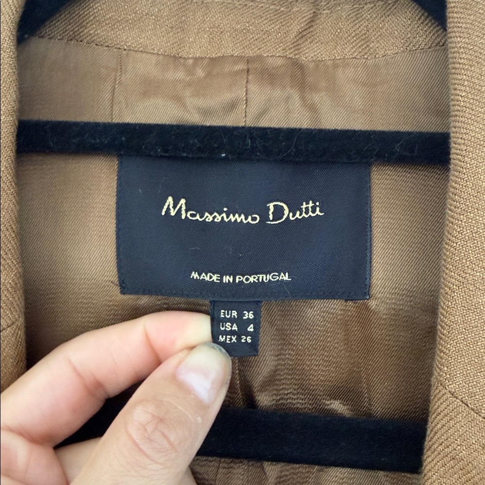 Massimo Dutti Linen Tan Single-Button Blazer - Picture 2 of 7